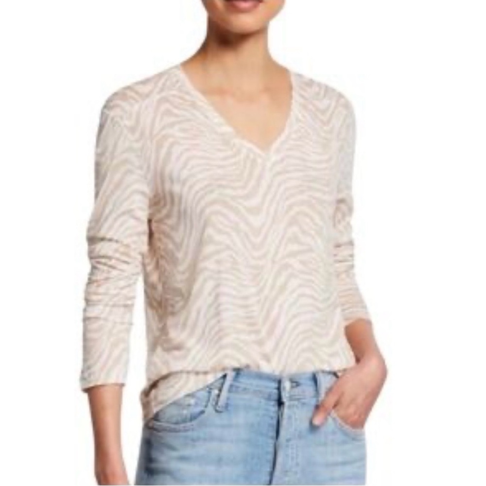 Rails Women’s Tan Zebra Print Long Sleeve Tee Size Medium